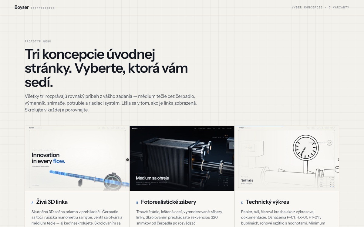 Boyser Technologies — koncept webu